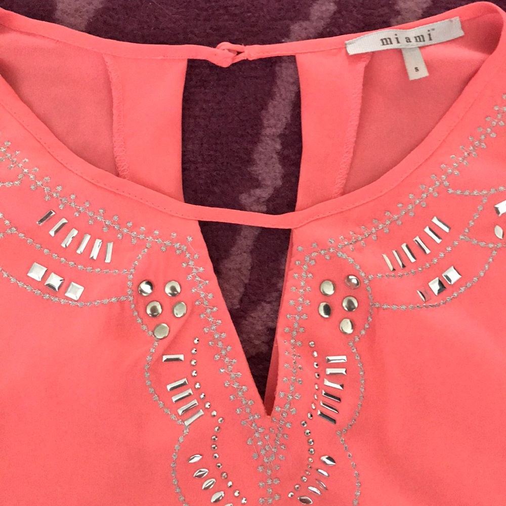 Studded Peach Blouse - Size S - Picture 4 of 5